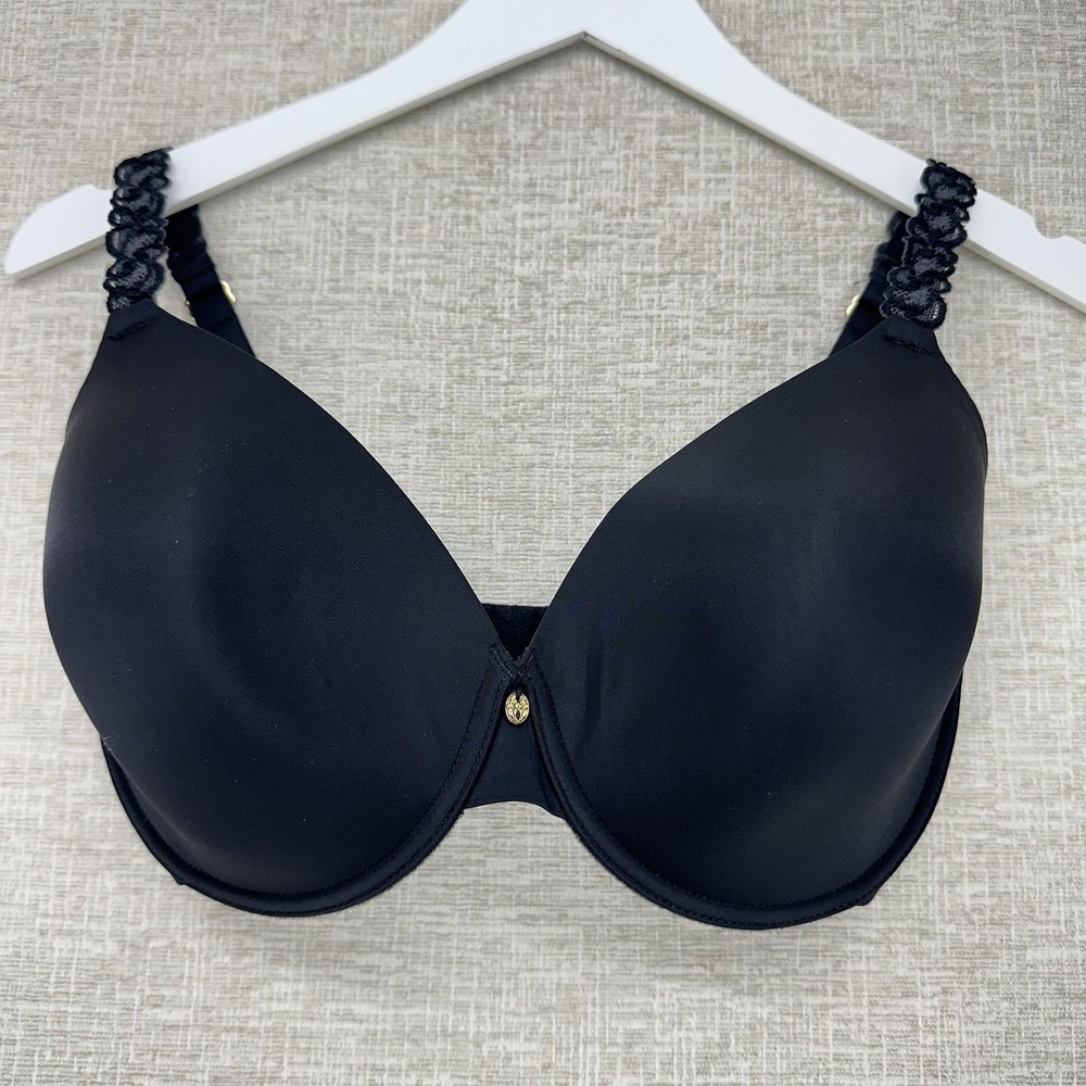 Natori Bra Womens 32G Black Underwire T-Shirt Contour Padded Lace Strap 732080